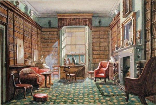 Konsultationslokalerne på No.2 Rodney Street, Liverpool, ca. 1830 (akvarel på papir) af Ellen Bickerstaffe