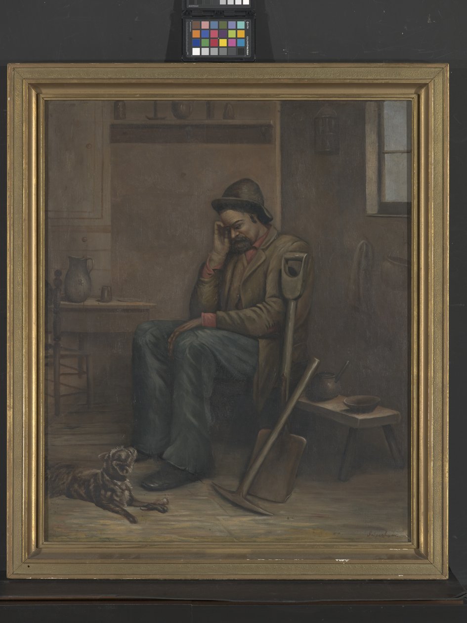 Out Of Work, dato ukendt (olie på lærred) af Ellen M. Ingraham
