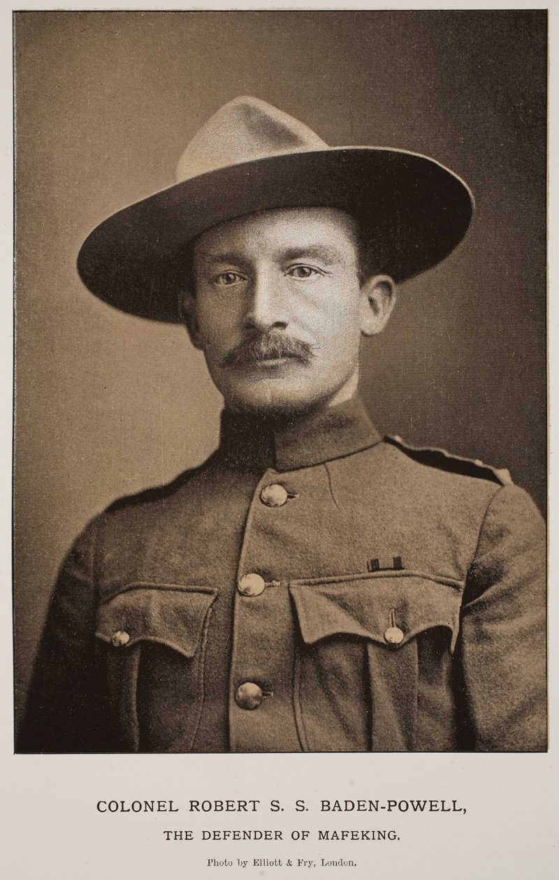 Oberst Robert S.S. Baden-Powell, Forsvareren af Mafeking (sepia-foto) af Elliott und Fry Studio
