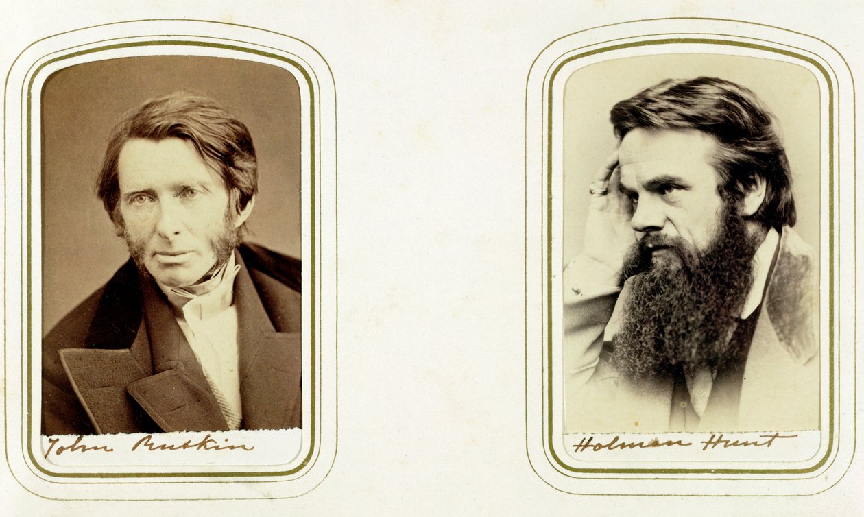 John Ruskin, engelsk kunstner, digter og kritiker, og William Holman Hunt, engelsk kunstner, 1865 af Elliott and Fry