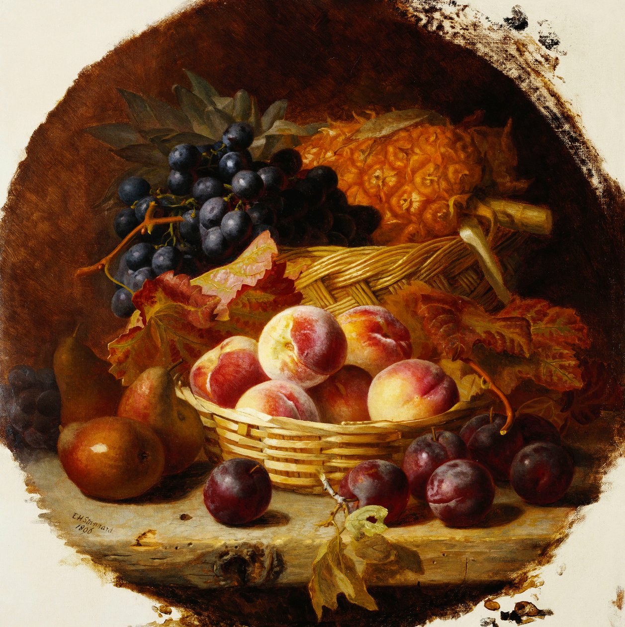 Fersken, blommer, pærer og ananas, 1896 af Eloise Harriet Stannard