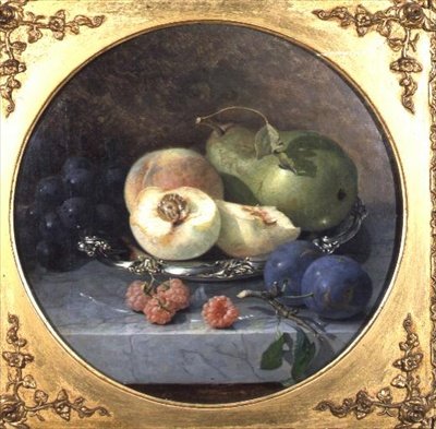 Stilleben af frugt på en marmorafsats (par 63908) af Eloise Harriet Stannard