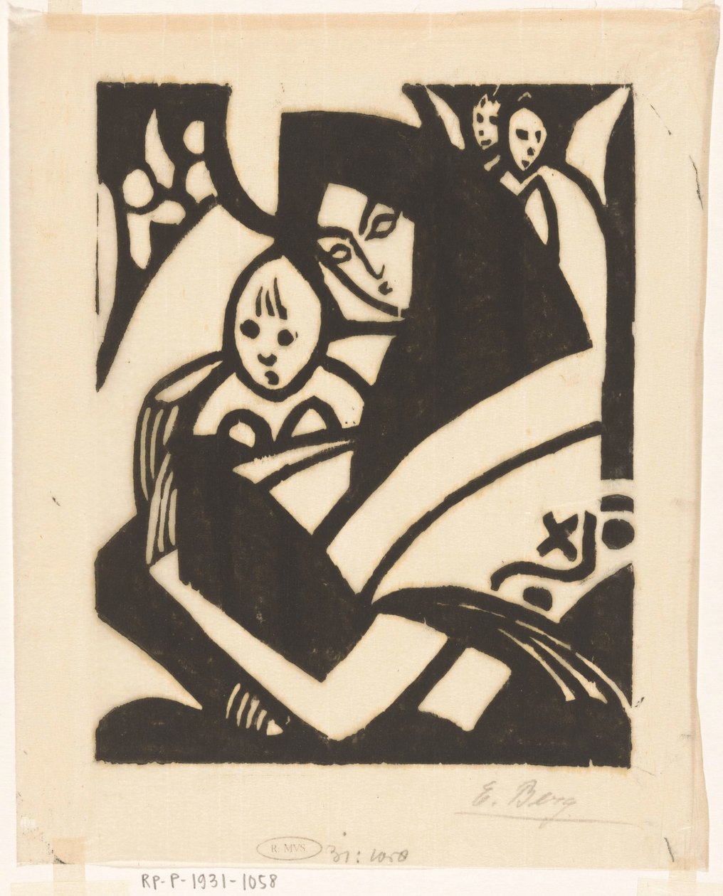 Madonna med barn mod kinden Mor med barn af Else Berg (signed by artist)