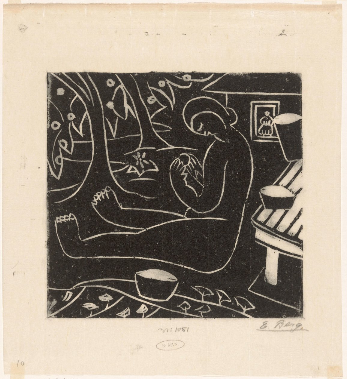 siddende kvinde af Else Berg (signed by artist)