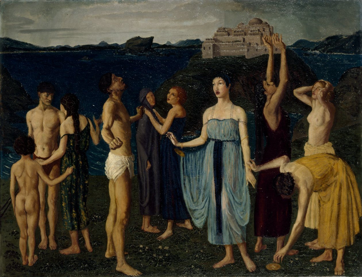 A Frise of Figures Standing in a Landscape, ca. 1910 (olie på lærred) [LDUCS-5264] af Elsie McNaught