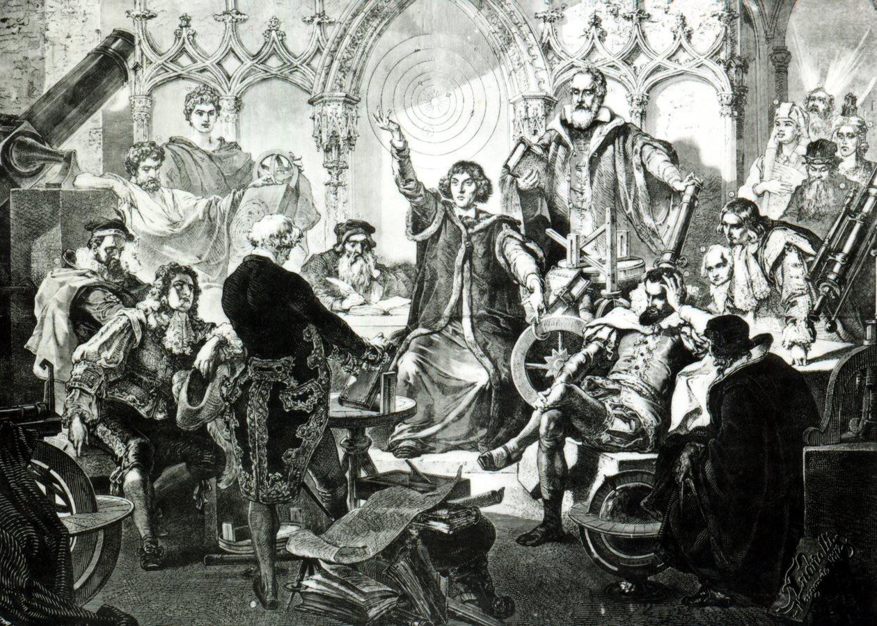 Nicolaus Copernicus (1473-1543) Forklaring af sin teori, 1873 af Elviro Michael Andriolli
