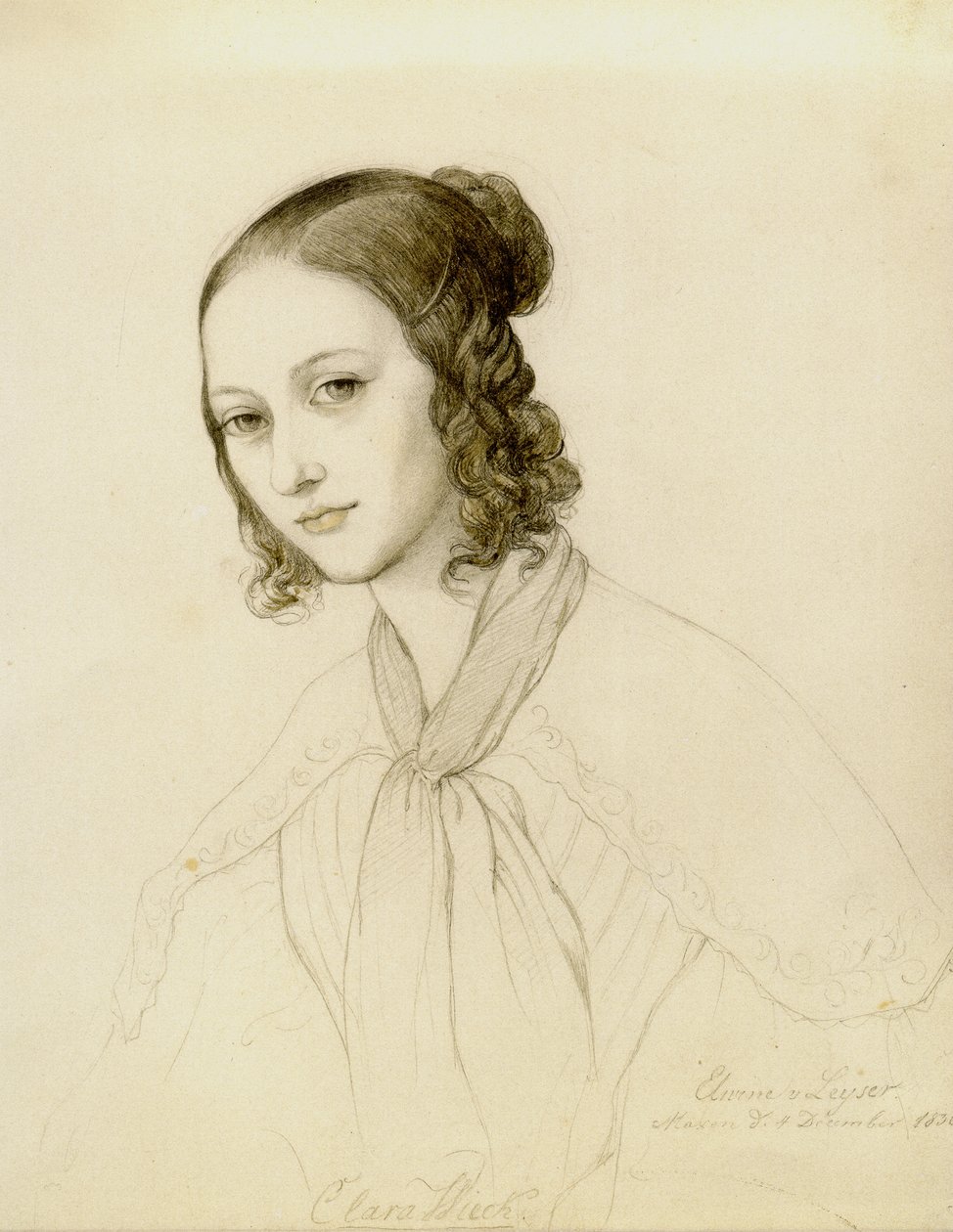 Portræt af Clara Wieck-Schumann 1819-1896, 1836. af Elwine von Leyser