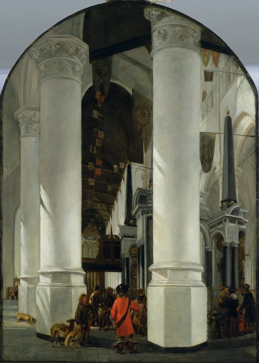 Indvendigt billede af den nye kirke i Delft af Emanuel de Witte