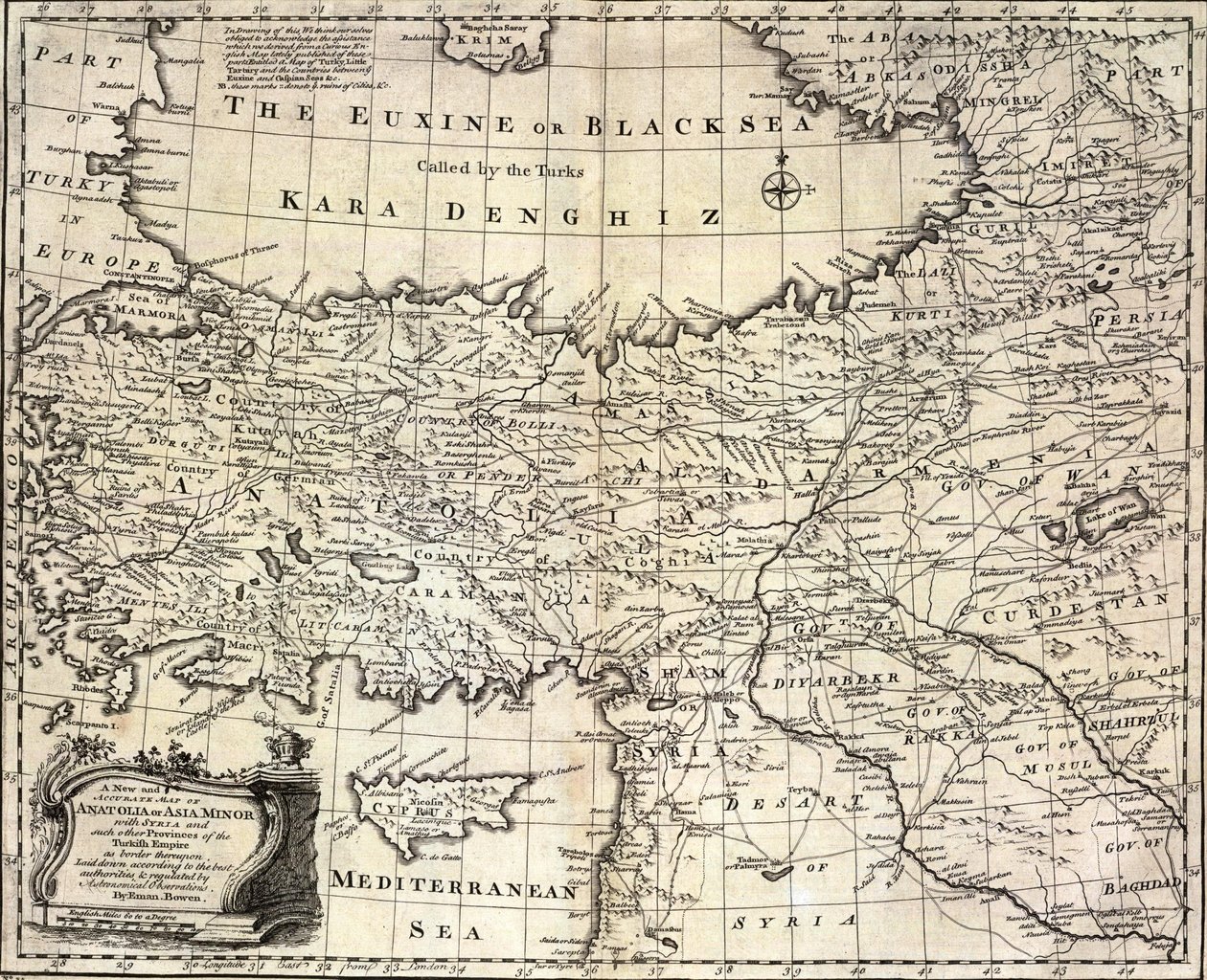 i Anatolien eller Lilleasien, med Syrien og andre provinser i det tyrkiske imperium som grænse derpå. af Emanuel Bowen
