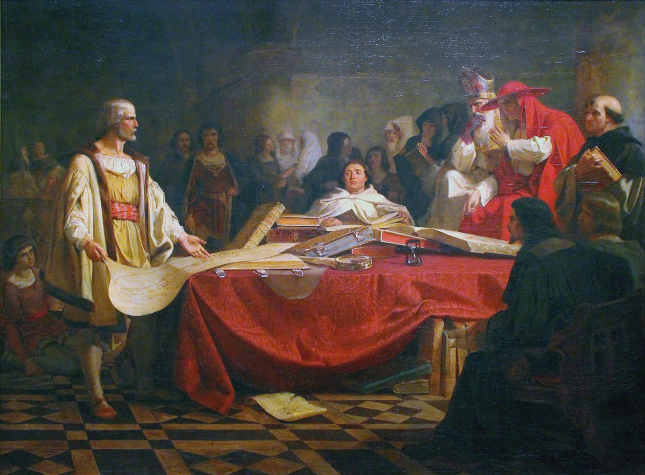 Christopher Columbus før rådet i Salamanca af Emanuel Leutze