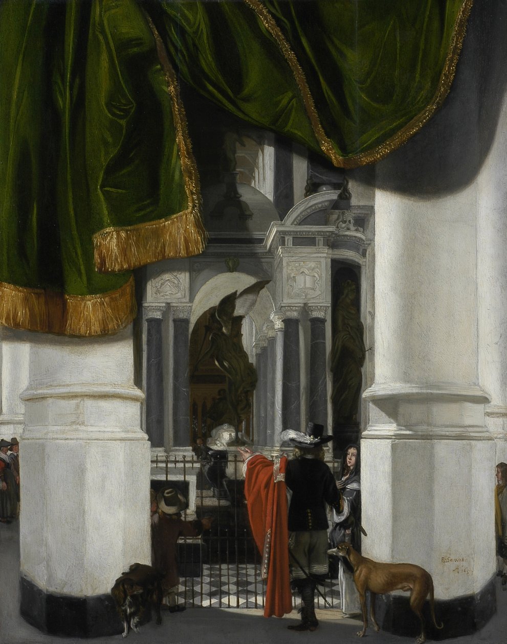 Interiør af Nieuwe Kerk i Delft med Vilhelm den Tauses grav, 1653 (olie på træ) af Emanuel de Witte