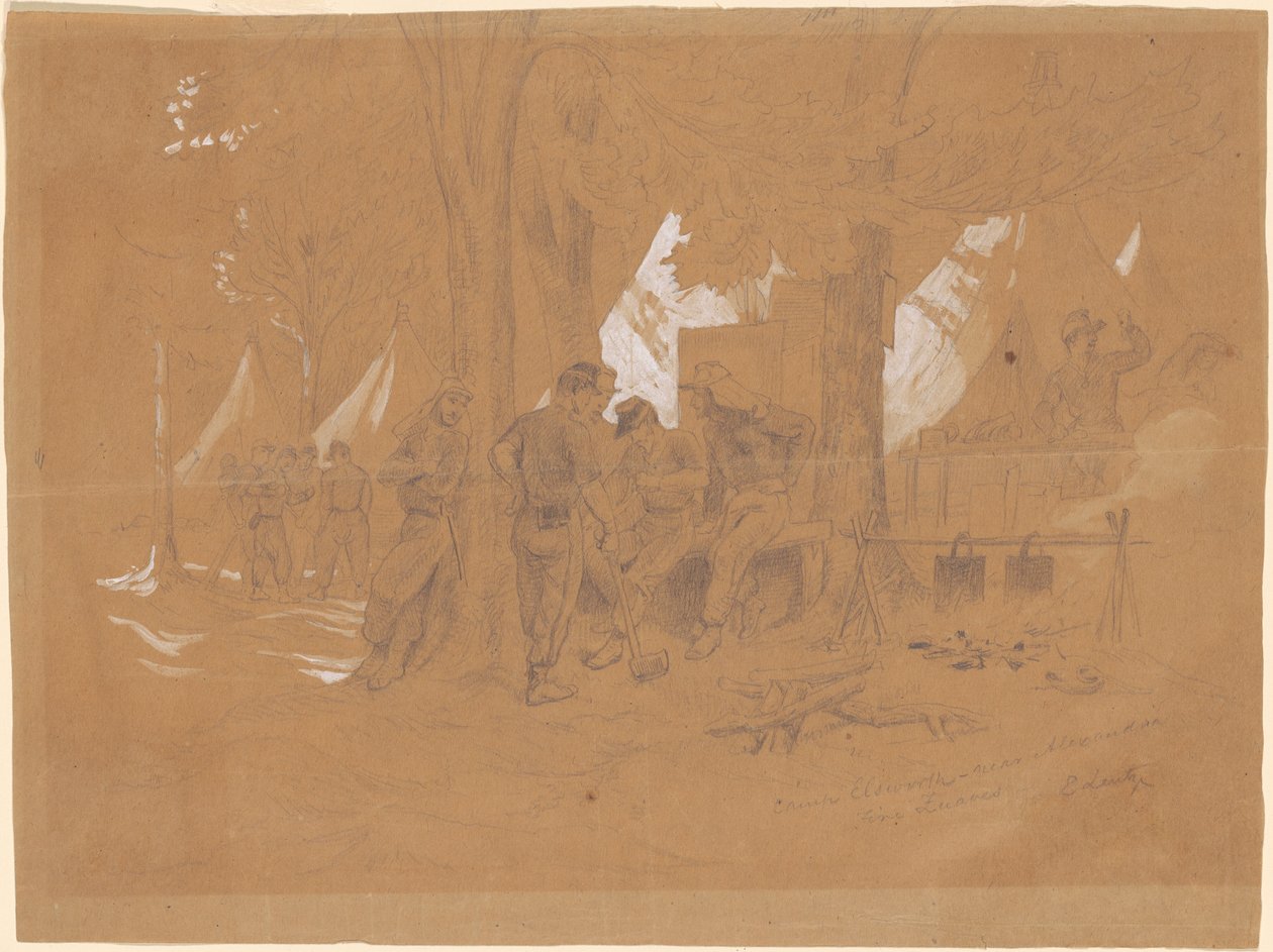 Camp Ellsworth, nær Alexandria - Fem Zouaves af Emanuel Gottlieb Leutze