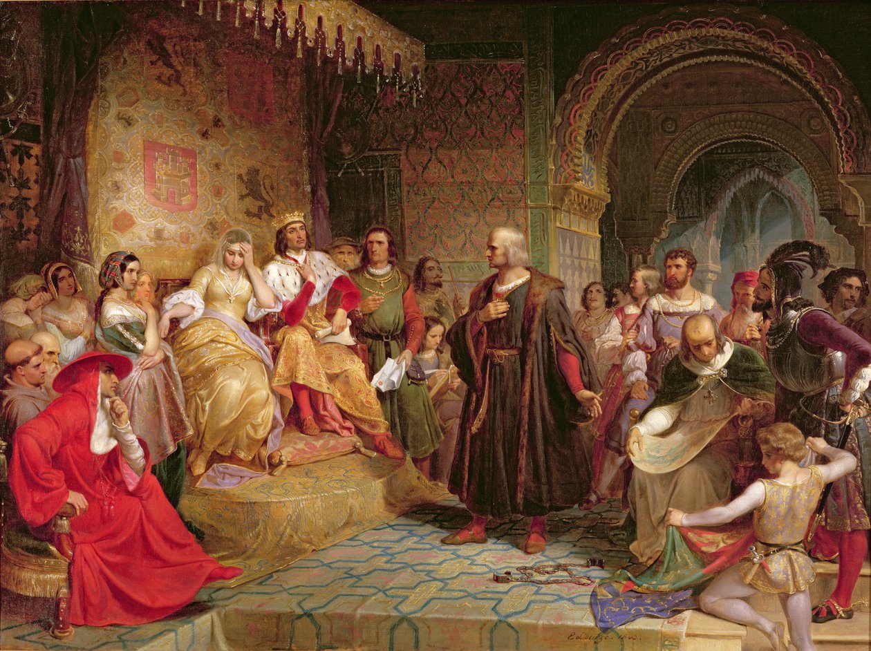 Columbus før dronningen, 1843 af Emanuel Gottlieb Leutze