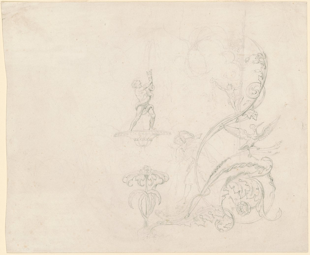 Studier af springvandsdekorationer af Emanuel Gottlieb Leutze