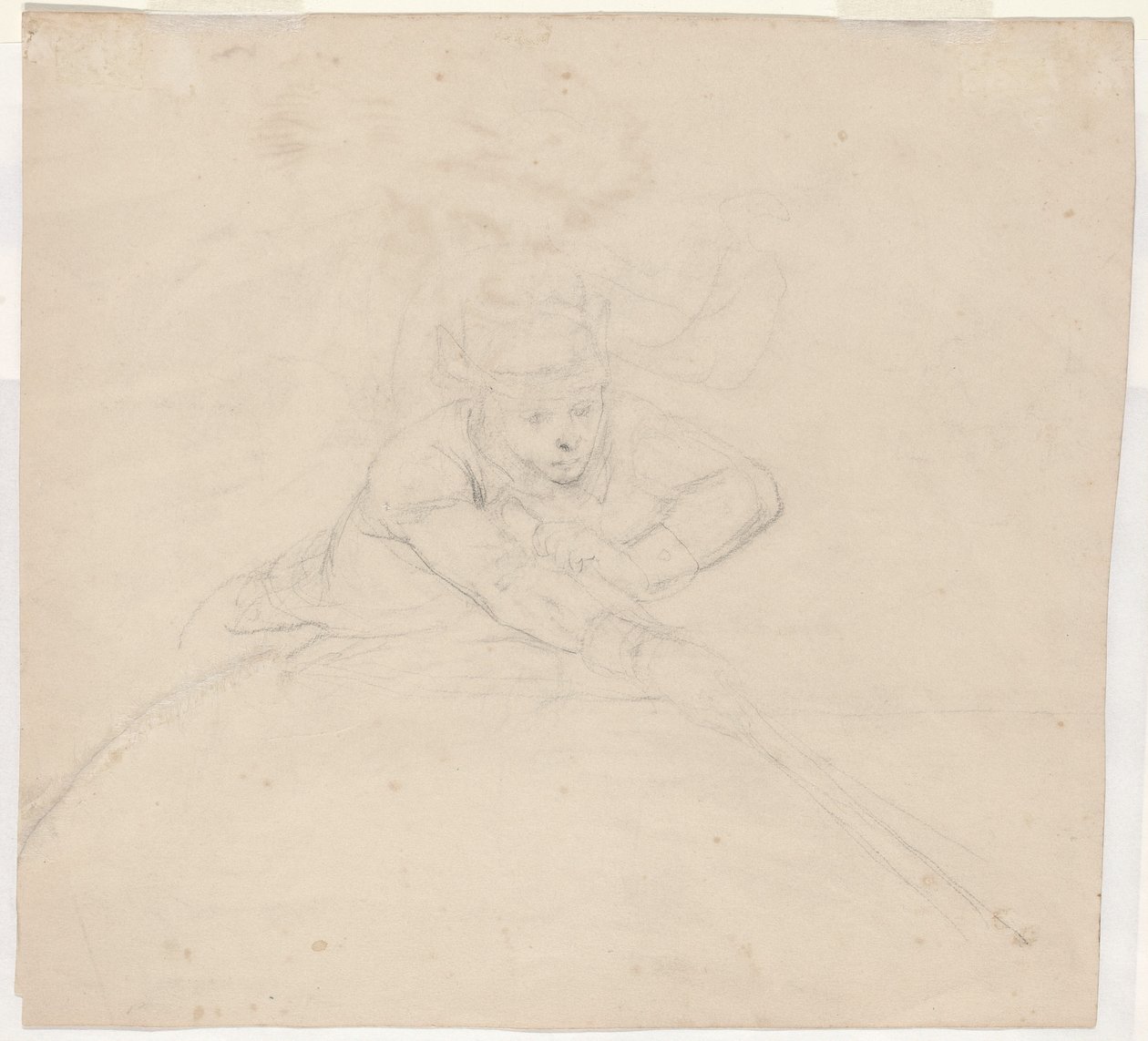 Studie af halvlængde figur med stang [verso] af Emanuel Gottlieb Leutze