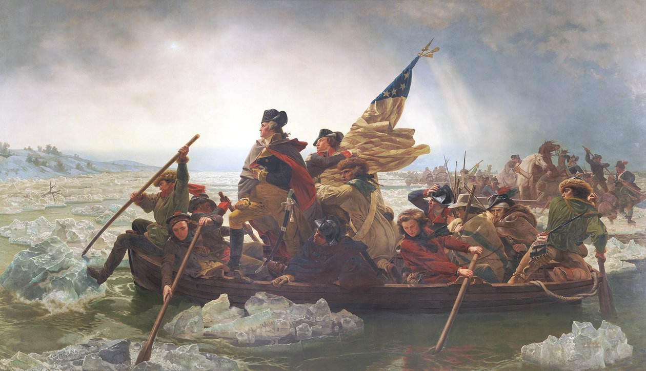 Washington krydser Delaware; julen 1776; slutningen af det 19. århundrede (oleograf) af Emanuel Gottlieb after Leutze