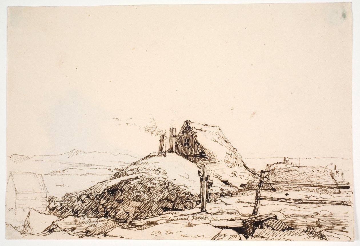 Jordhus ved Reykjavik af Emanuel Larsen