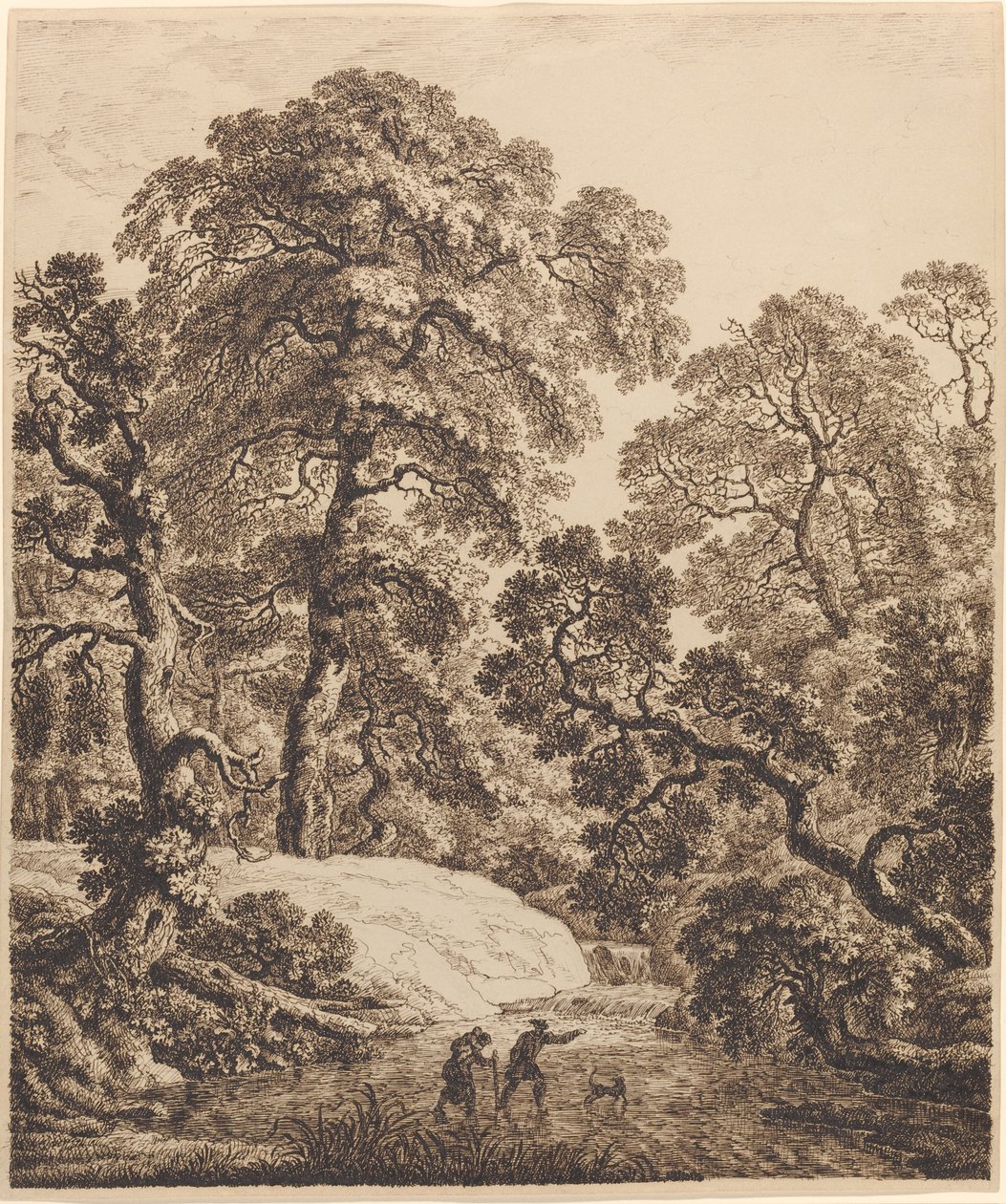 En Egeskov med en Familie af Rejsende af Emanuel Steiner