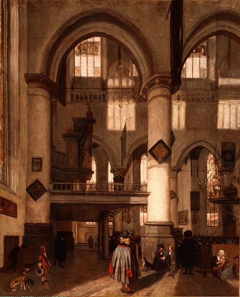 Interiør af Oude Kerk, Amsterdam af Emanuel de Witte