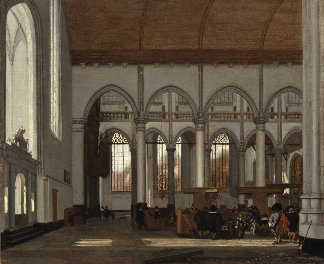 Interiør af Oude Kerk, Amsterdam af Emanuel de Witte