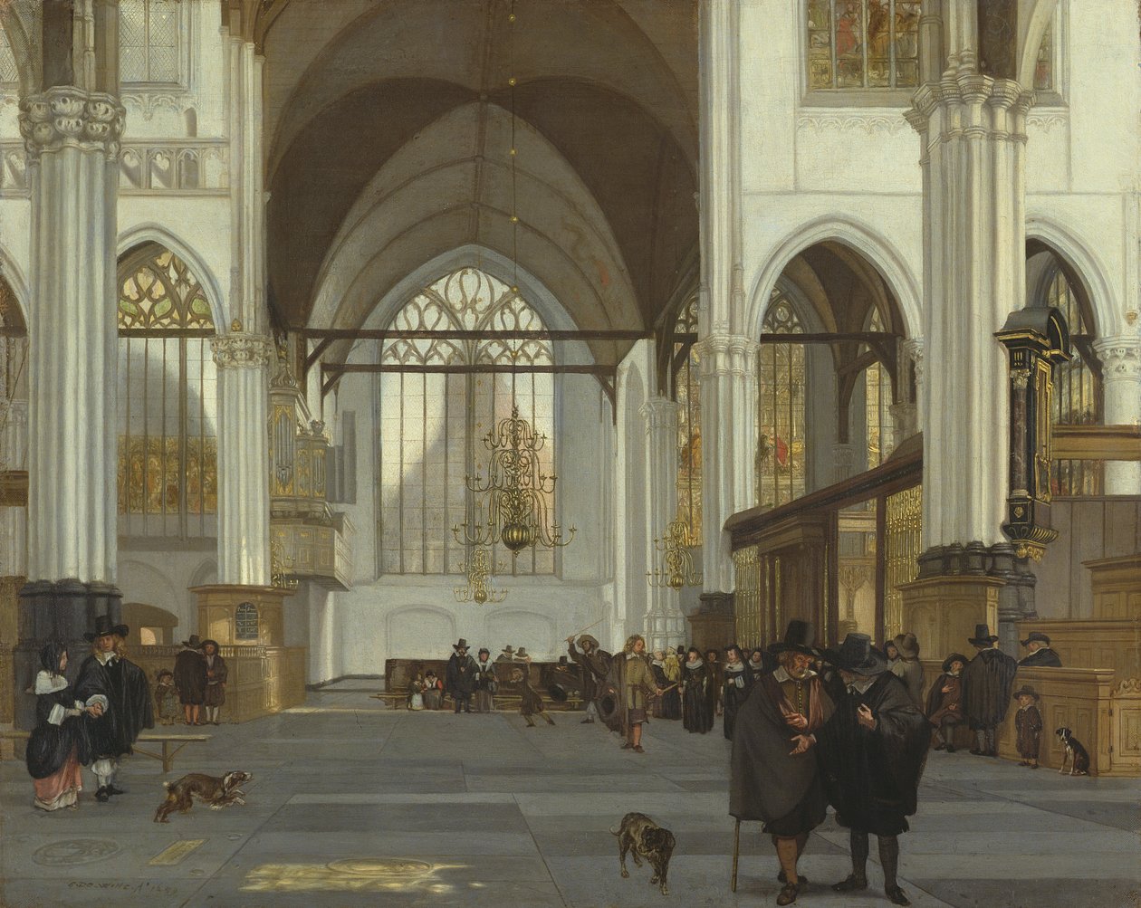 Interiør af den gamle kirke, Amsterdam, 1659 af Emanuel de Witte