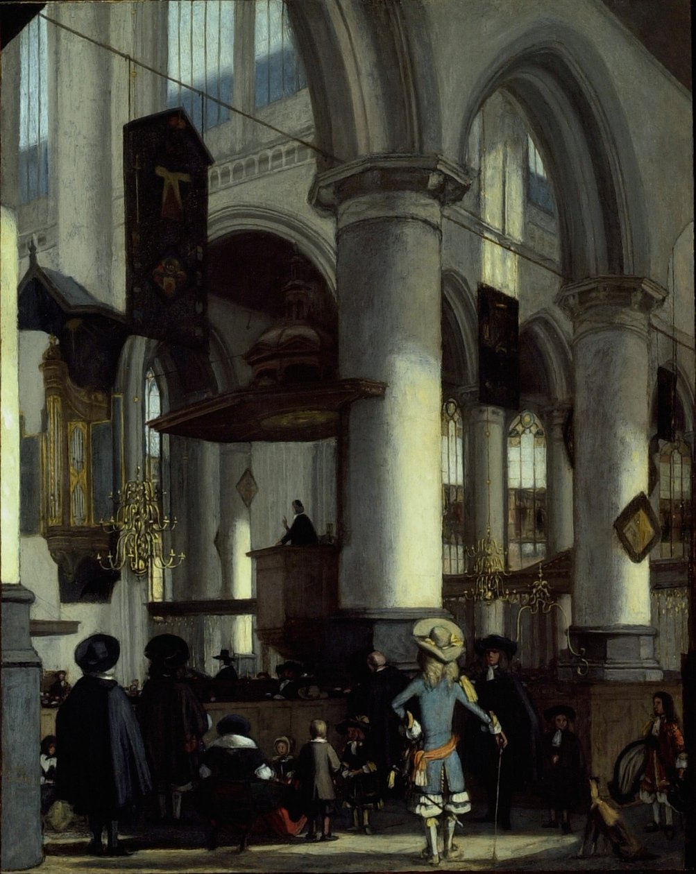 Interiør af Oude Kerk, Delft af Emanuel de Witte