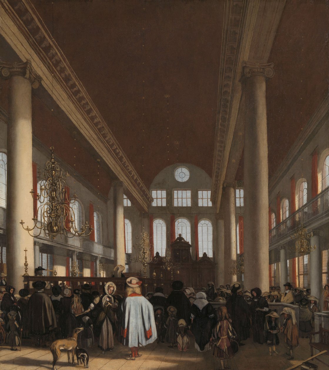 Interiør af den portugisiske synagoge i Amsterdam, 1680 af Emanuel de Witte