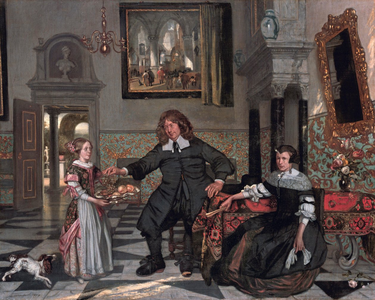 Portræt af en familie i et interiør (Pieter de Graeffs familie) af Emanuel de Witte