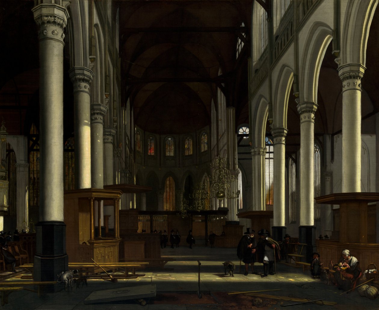 Det indre af Oude Kerk, Amsterdam af Emanuel de Witte