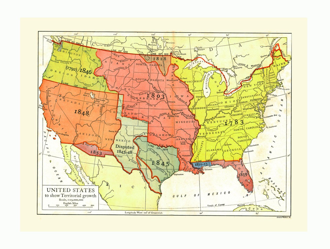Vækstkort over USA, c1910