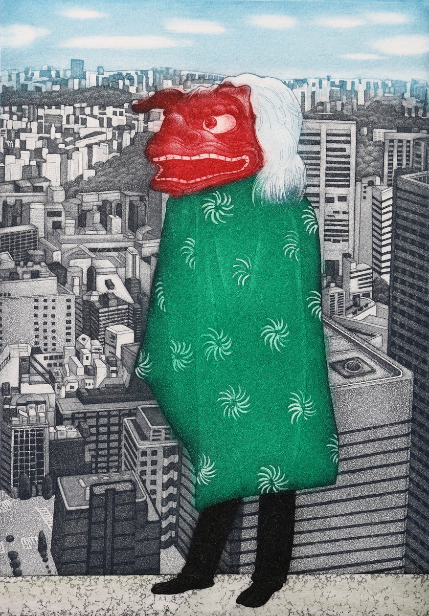 Glad løve, 2007 (radering) af Emiko Aida