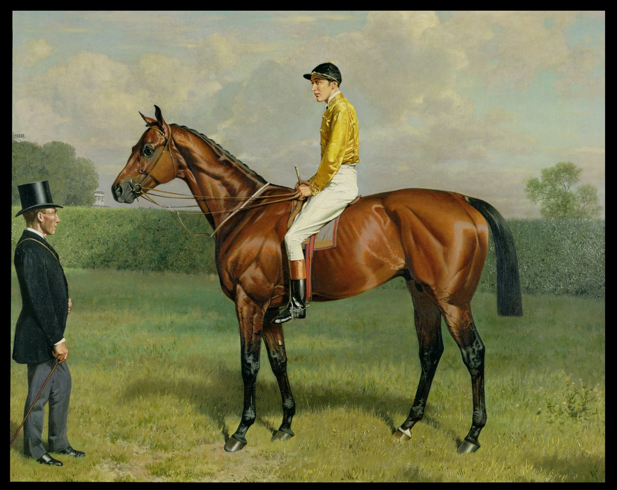 Ormonde, vinder af 1886 Derby, 1886 olie på lærred detalje fra 188204 af Emil Adam