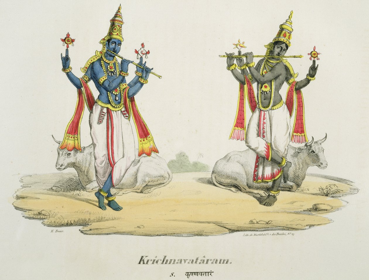 Krishna Venugopala, graveret af de Marlet og du Bouloi af Emil Beau