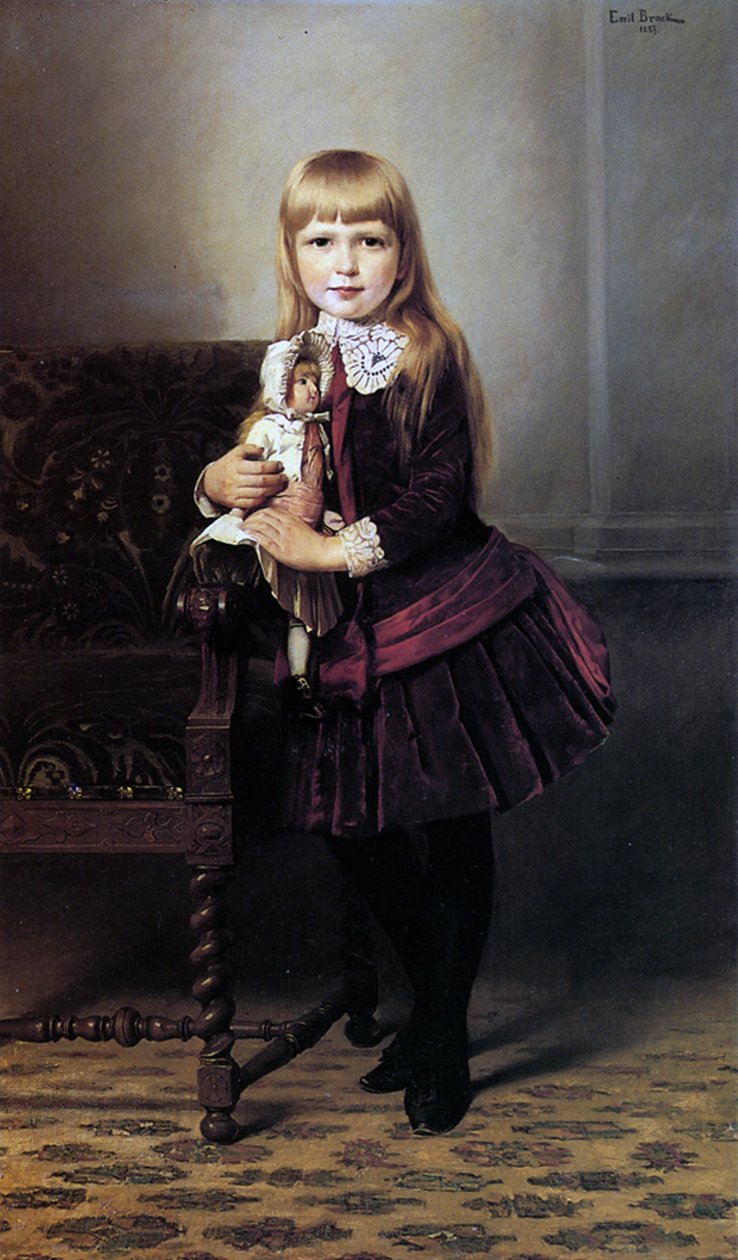 Ung pige med sin dukke, 1887 af Emil Brack