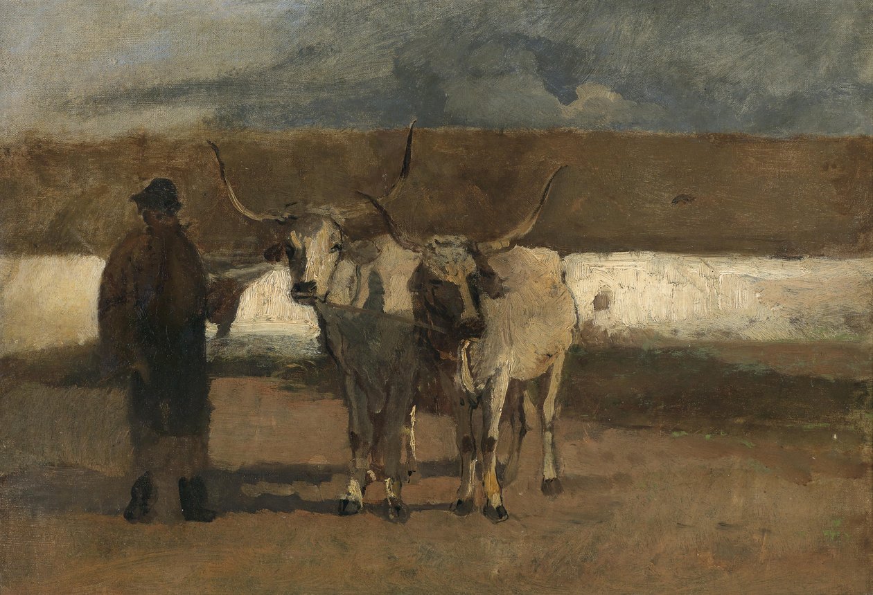 Landmand med hold okser af Emil Jakob Schindler