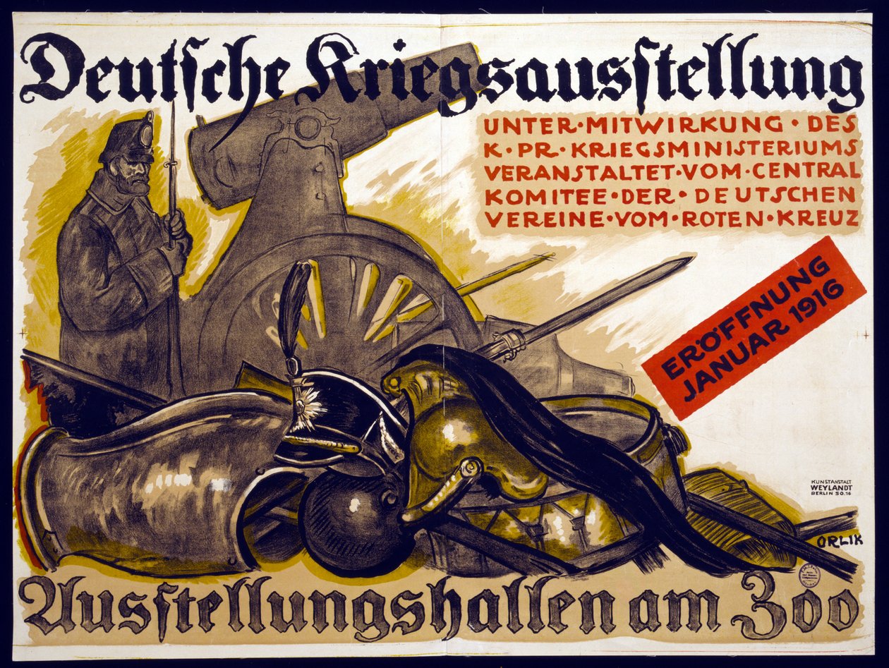 Plakat, der reklamerer for en tysk krigsudstilling, 1915 af Emil Orlik