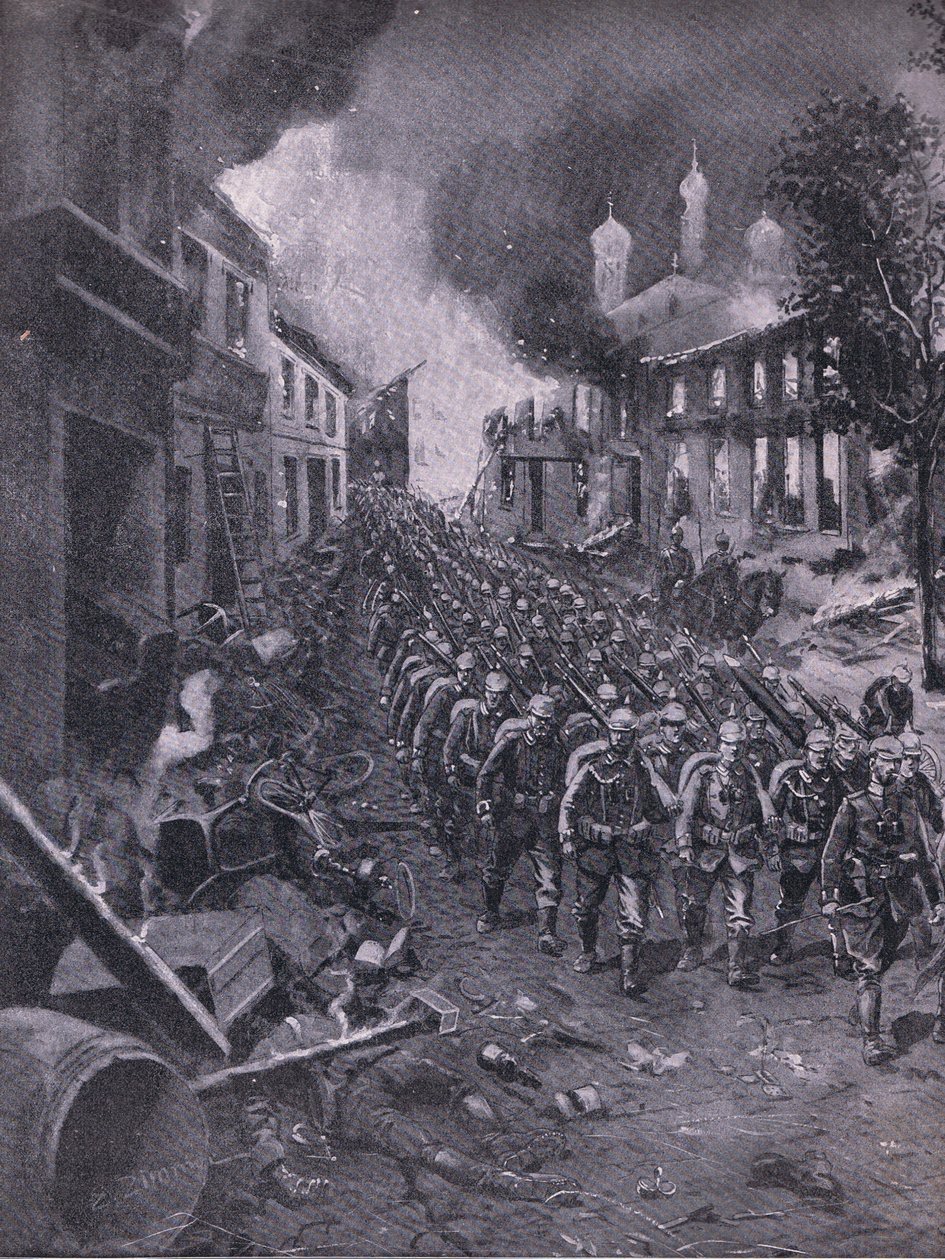 Invasionen af Brest-Litowski af tyske tropper, fra The Illustrated History of the World War 1914-1915 pub. af Union Berlagsefellfchaft af Emil (after) Limmer