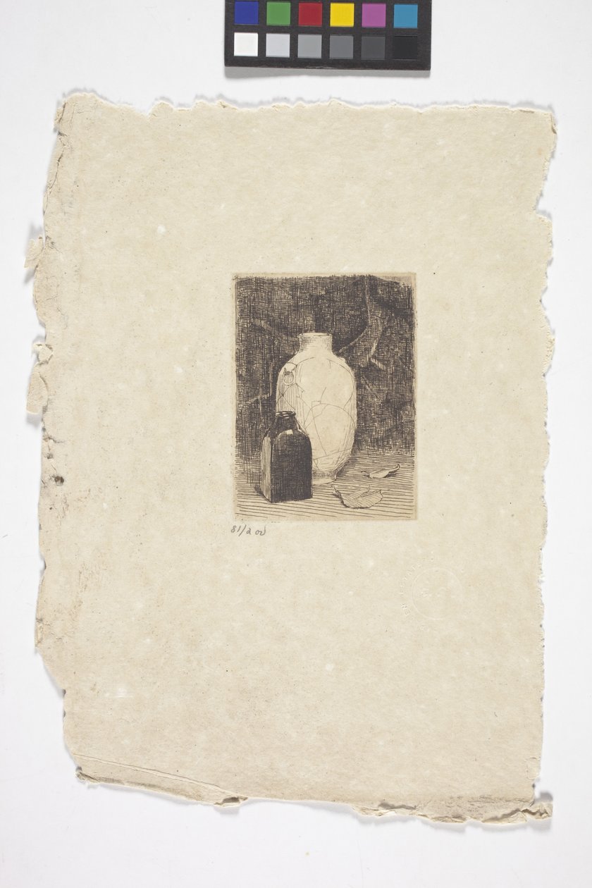 Stilleben med vase og flaske (blæk) af Emil Carlsen