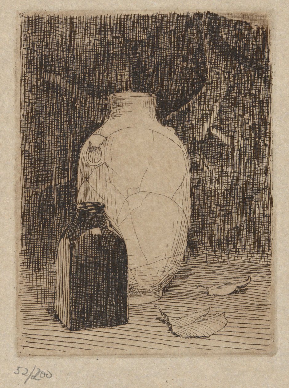 Stilleben med vase og flaske af Emil Carlsen