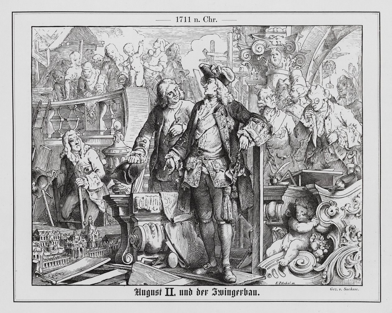 Augustus II, kurfyrste af Sachsen og konge af Polen, og opførelsen af Zwinger-paladset af Emil Eugen Sachsse