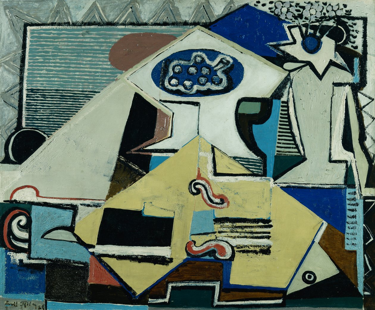 Stilleben Cello; Nature Morte au Violoncelle af Emil Filla