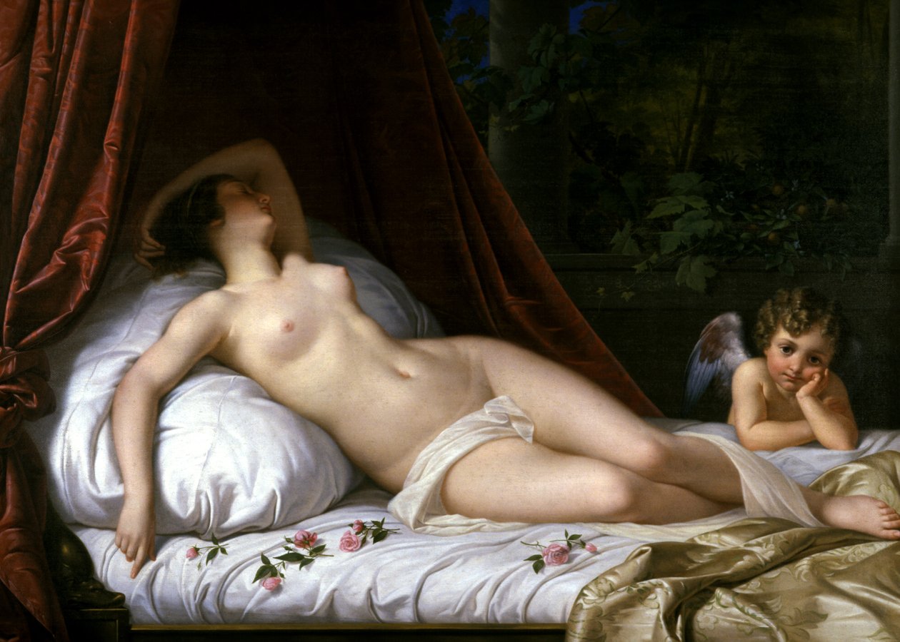 Liggende Venus med Amor, 1839 af Emil Jacobs