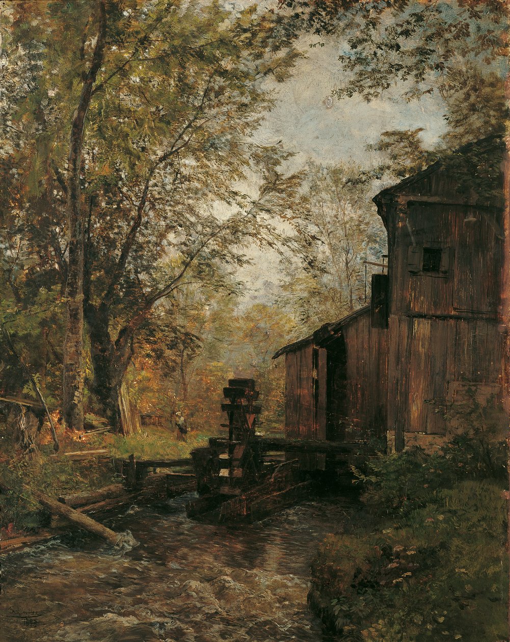 Gosau-møllen nær Ischl af Emil Jakob Schindler