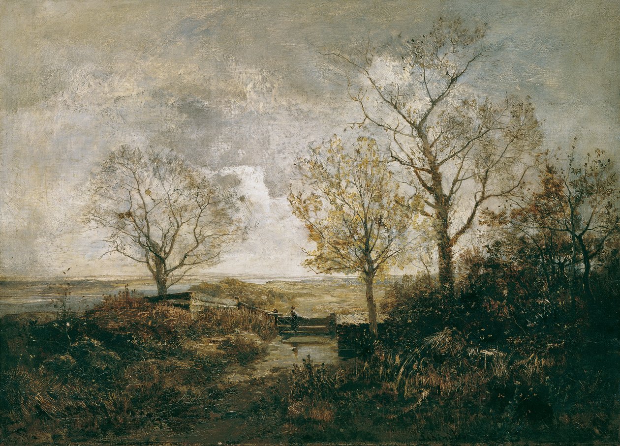 Efterårslandskab ved floden af Emil Jakob Schindler