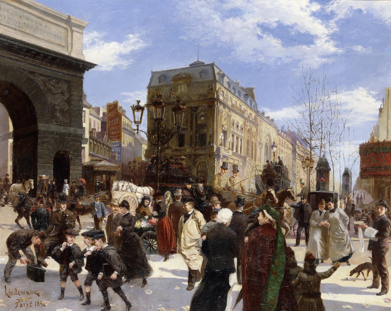 The Grands Boulevards, Porte St. Martin, Paris af Emil Lindemann