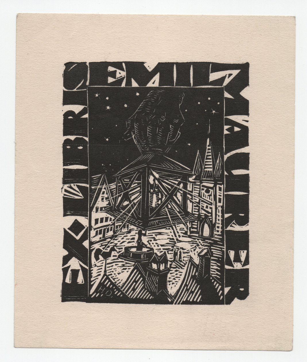 Ex Libris Emil Maurer (kobberstik) af Emil Maurer