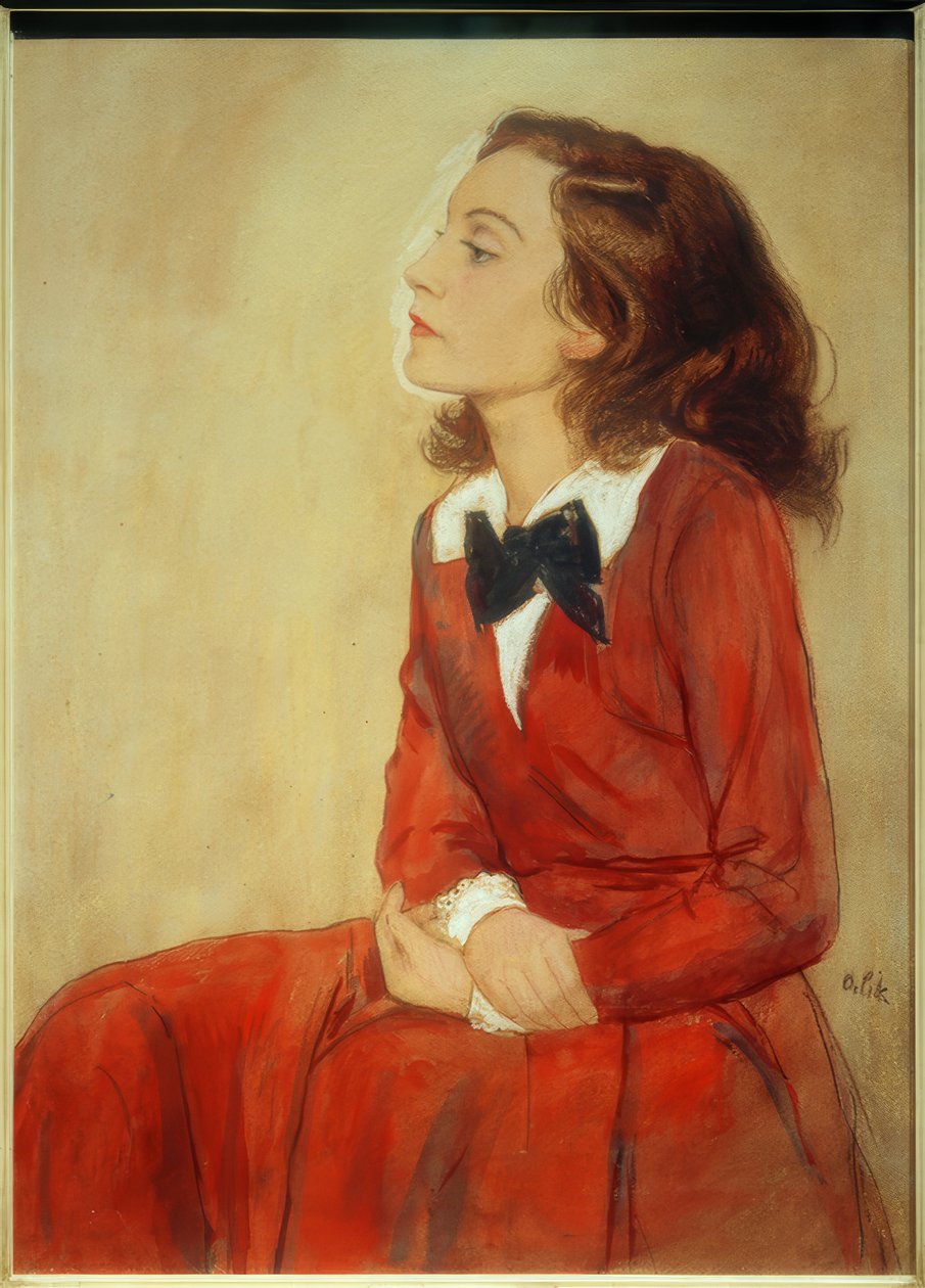 Elisabeth Bergner, portræt / tegning v. E. Orlik af Emil Orlik