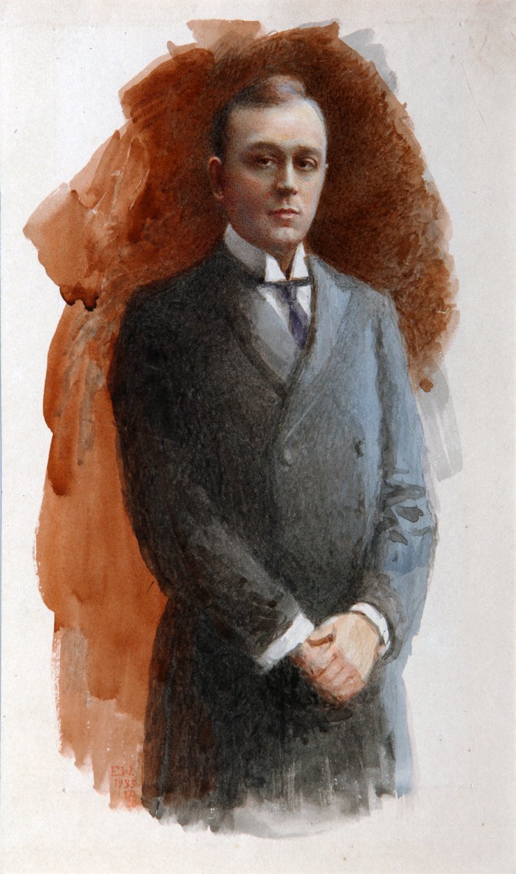 Portræt af operasangeren Leonid Vitalyevich Sobinov 1872–1934, 1934. af Emil Oskarovich Wisel
