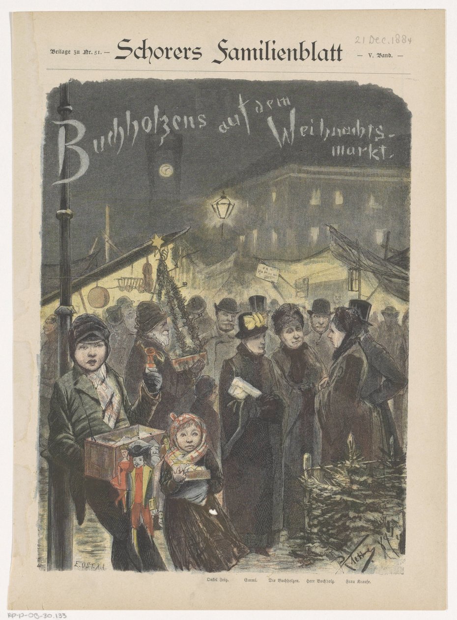 Familien Buchholz på Kerstmarkt Buchholzens på julemarkedet (titel på objekt) af Emil Ost