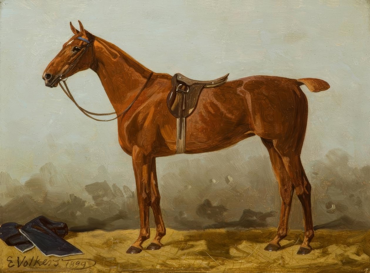E. Volkers, Gesattelter Fuchs af Emil Volkers